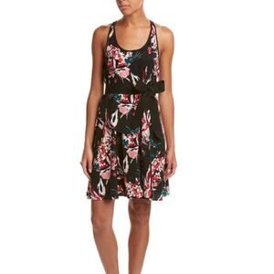NWT Athleta x Derek Lam 10C Lily Nolita Floral Black Tie Waist Dress Size Large